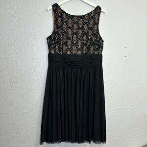 JH Evenings Women’s Size 16 Black Lace‎ Sequin Sleeveless Short Cocktail Dress